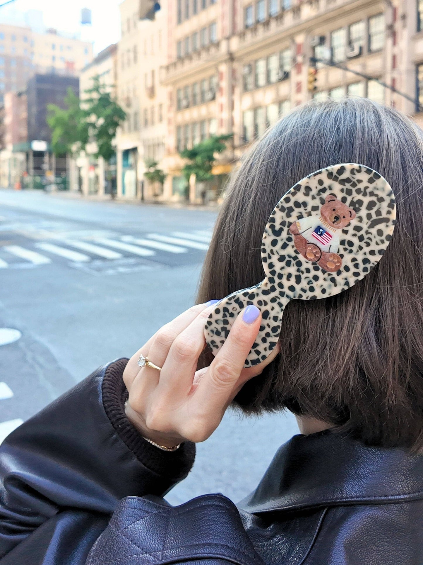 Hand-painted Americana Teddy Handbag Hero Brush | Eco-Friendly