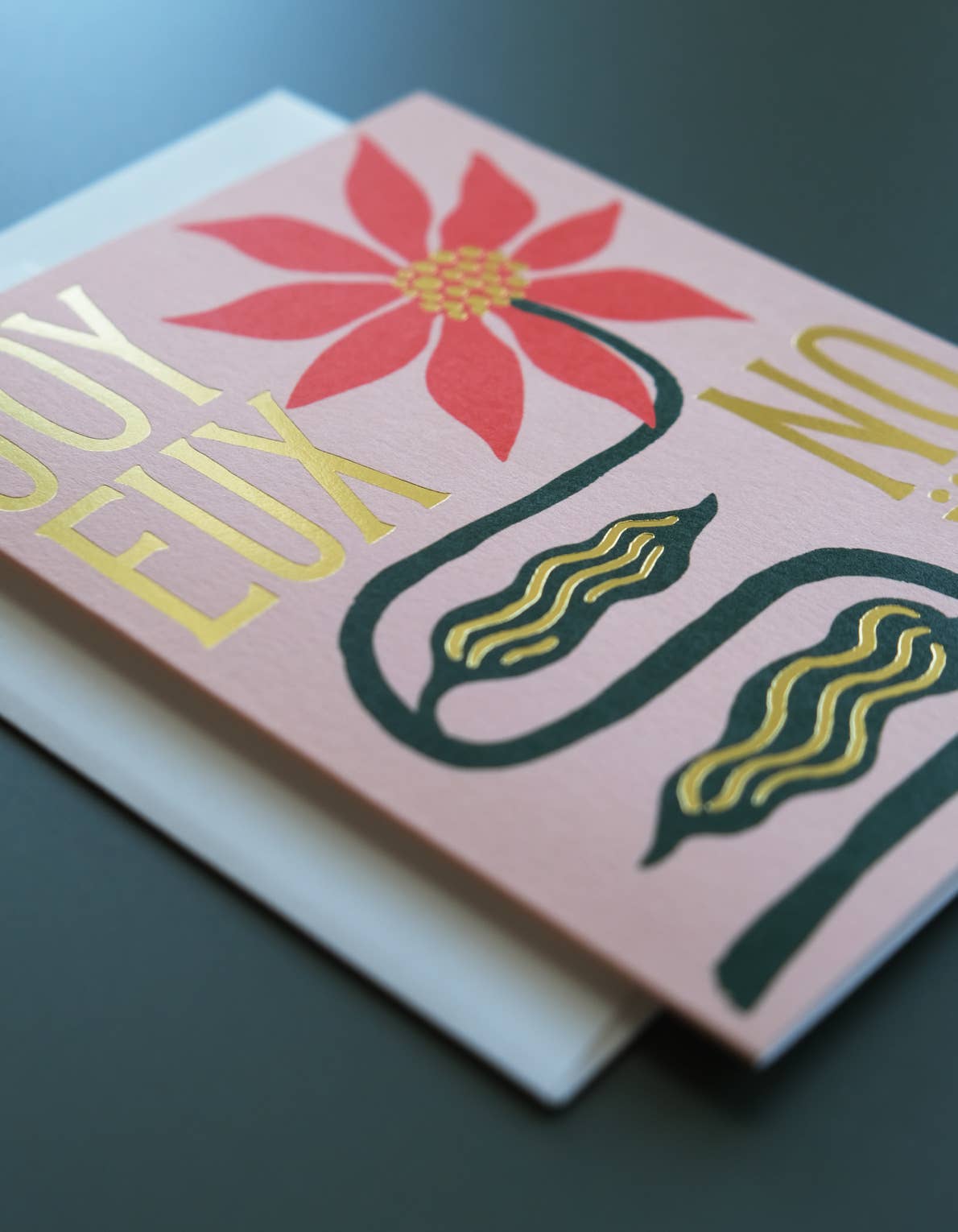 Joyeux Noel Poinsettia Holiday Greeting Card