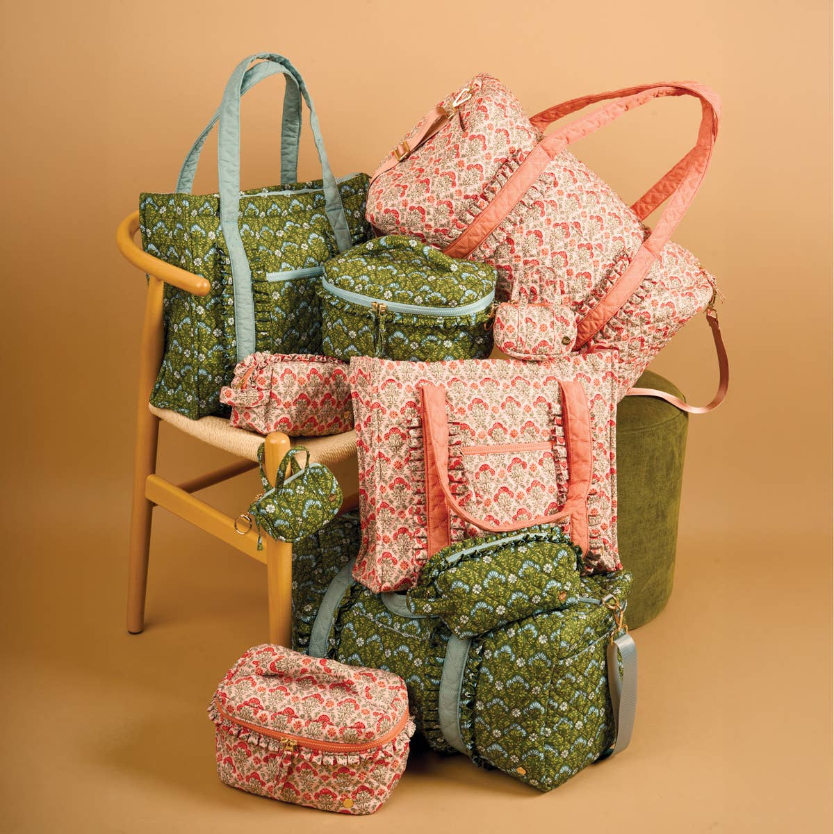 Glam & Go Quilted Cosmetic Bag–Everbloom Forest Green