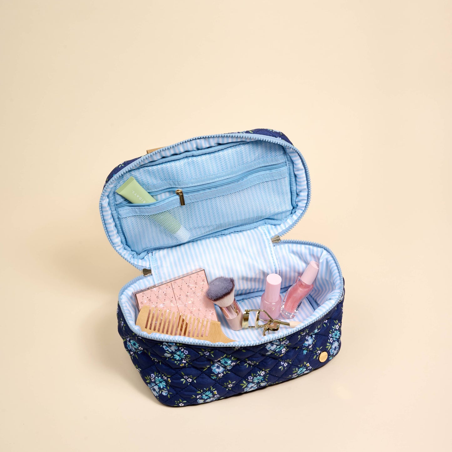 Glam & Go Quilted Cosmetic Bag–Endless Daydream Navy