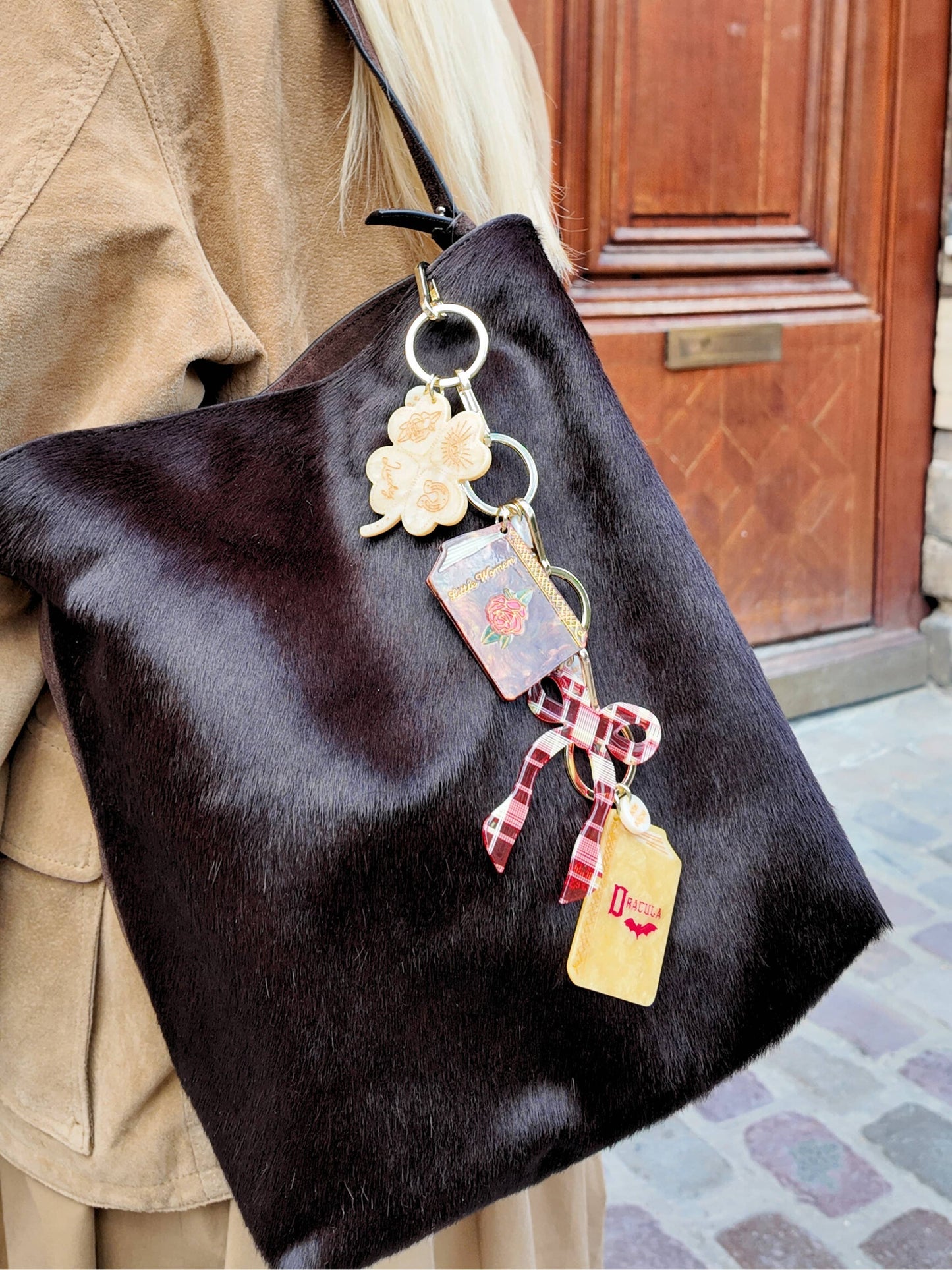 Hand-painted Coquette Bow Bag Charm + Keychain