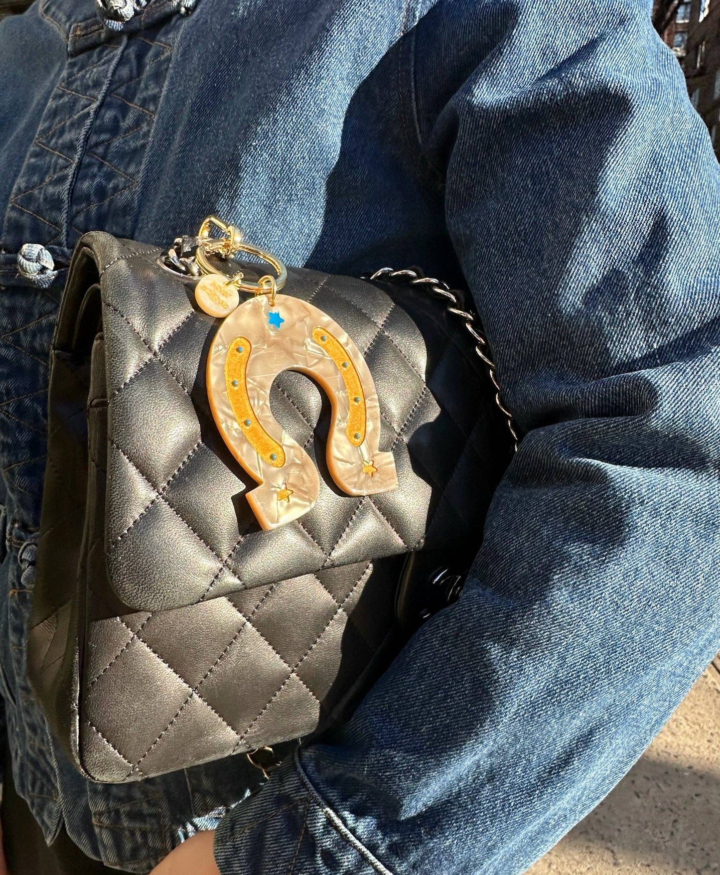 Hand-painted Lucky Horseshoe Bag Charm & Keychain