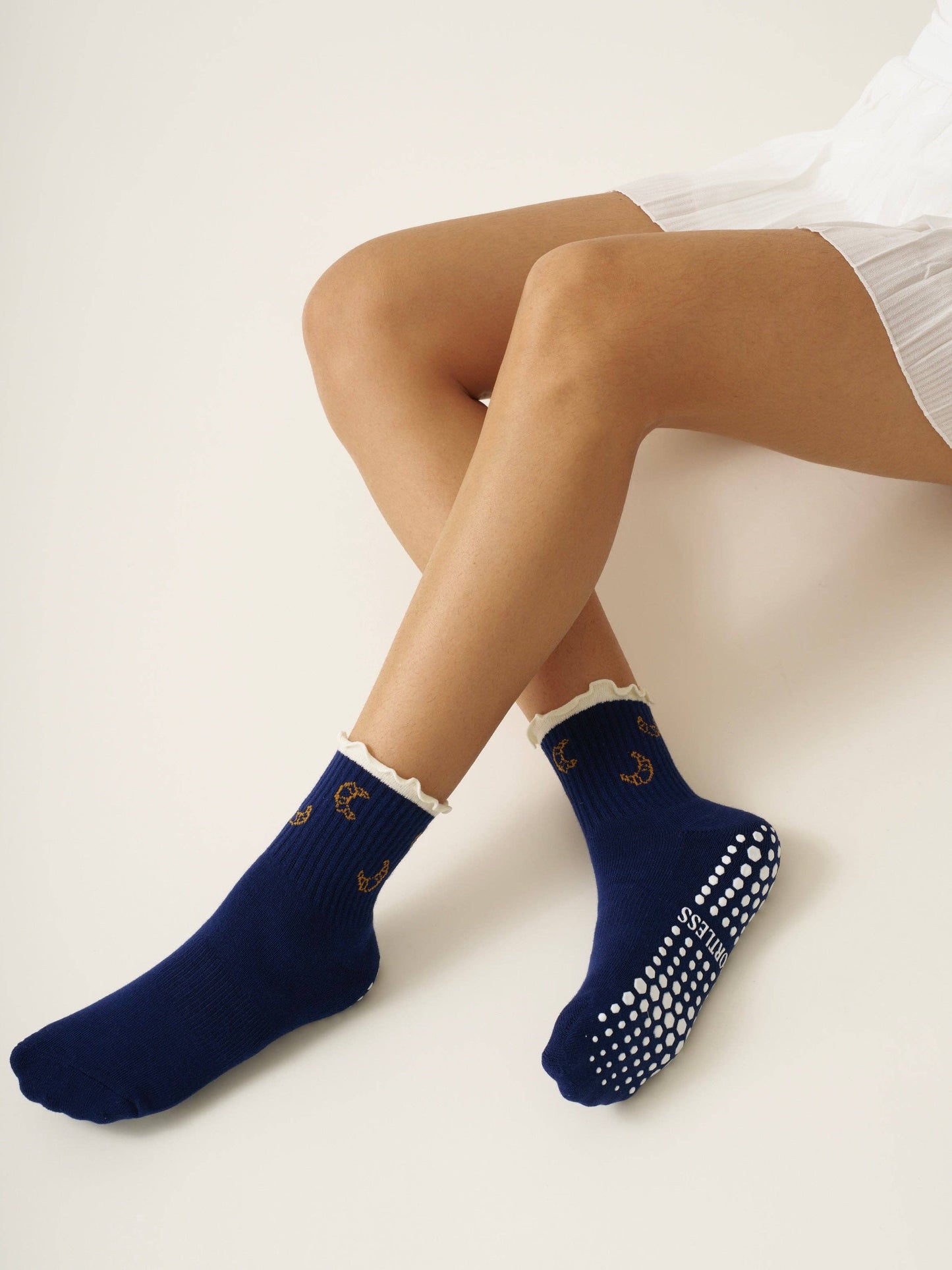 🥐 Croissant Ruffle Grip Sock, Pilates Socks
