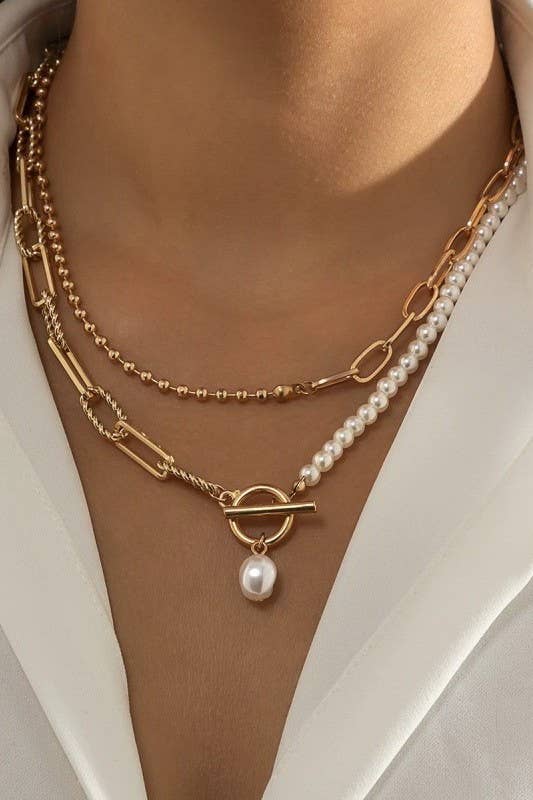 PEARL MIX DOUBLE LAYER NECKLACE