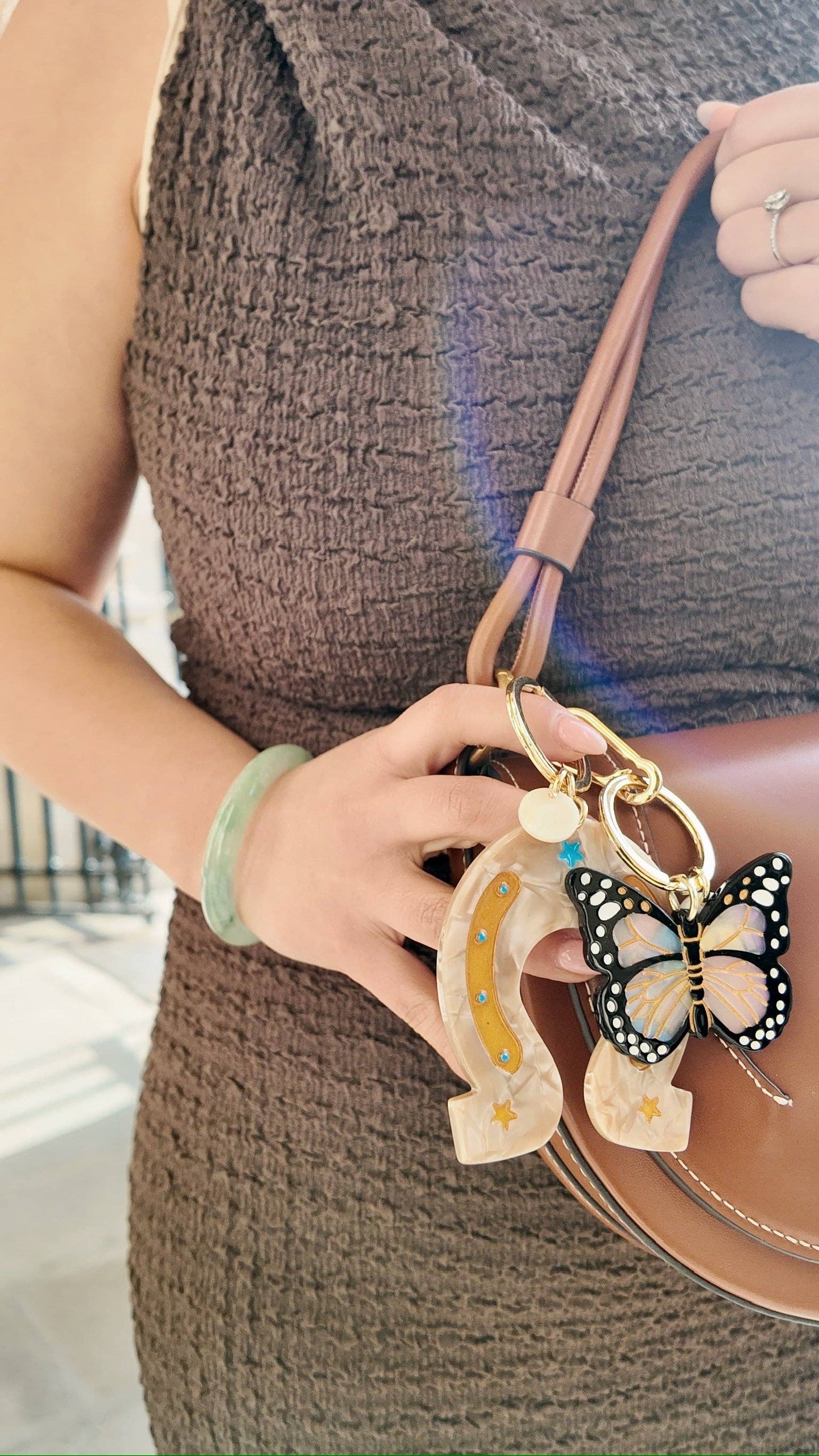 Hand-painted Lucky Horseshoe Bag Charm & Keychain