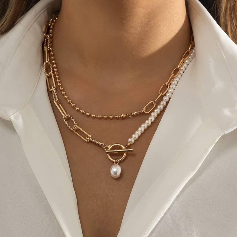 PEARL MIX DOUBLE LAYER NECKLACE