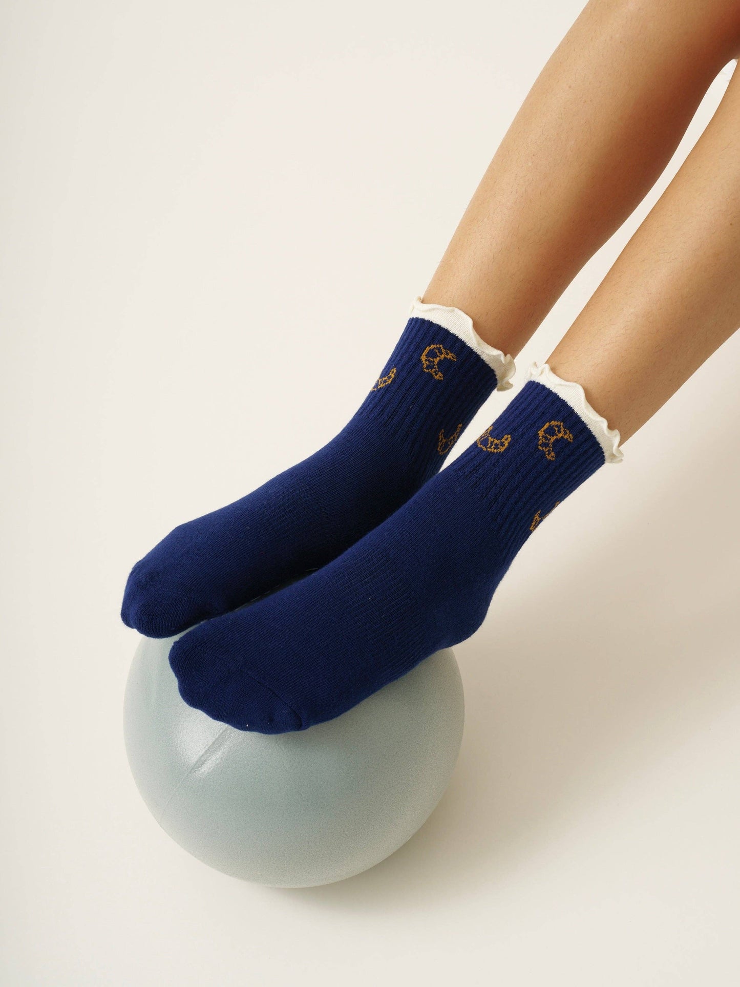 🥐 Croissant Ruffle Grip Sock, Pilates Socks