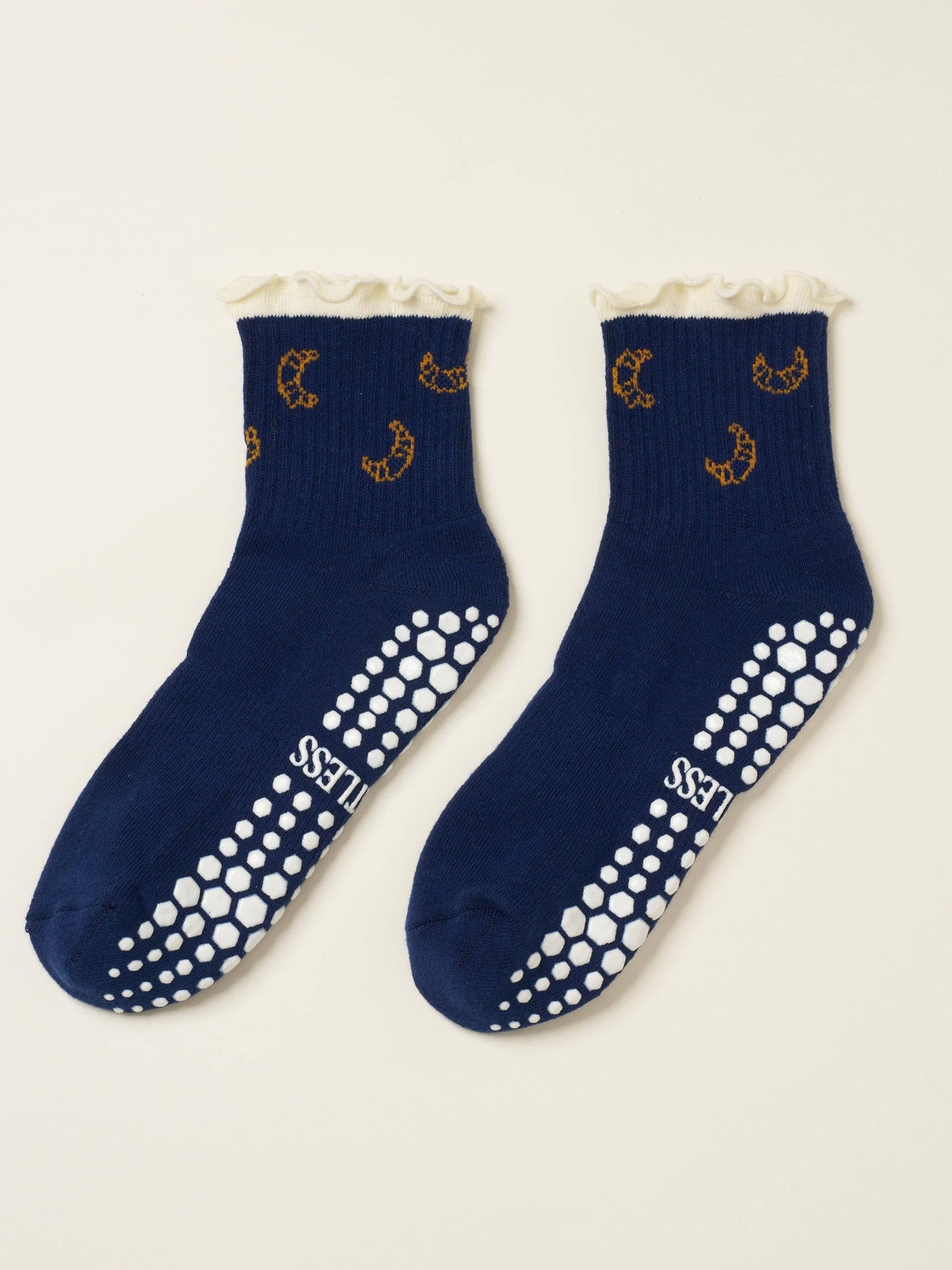 🥐 Croissant Ruffle Grip Sock, Pilates Socks