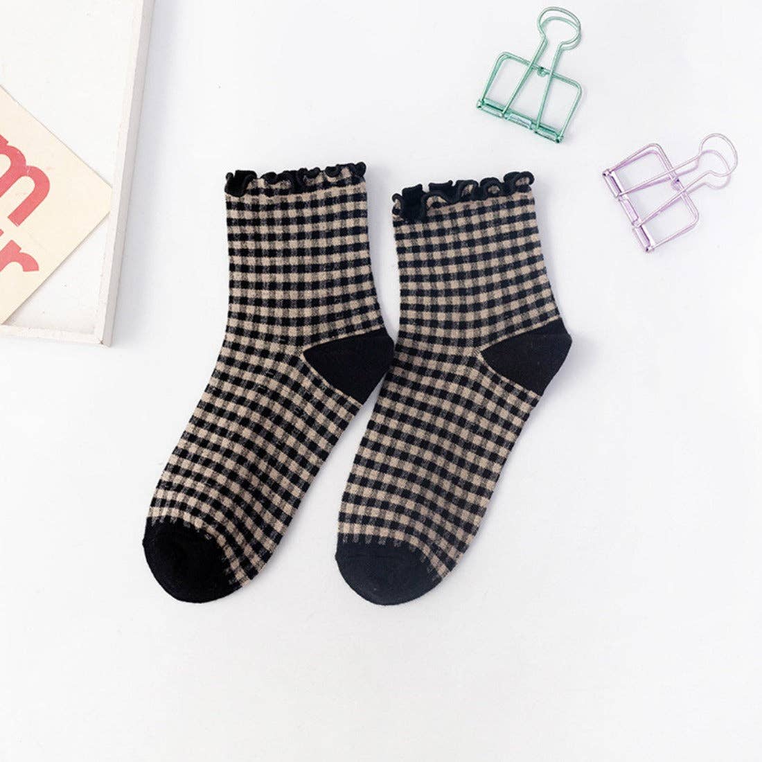 Black Check Sock
