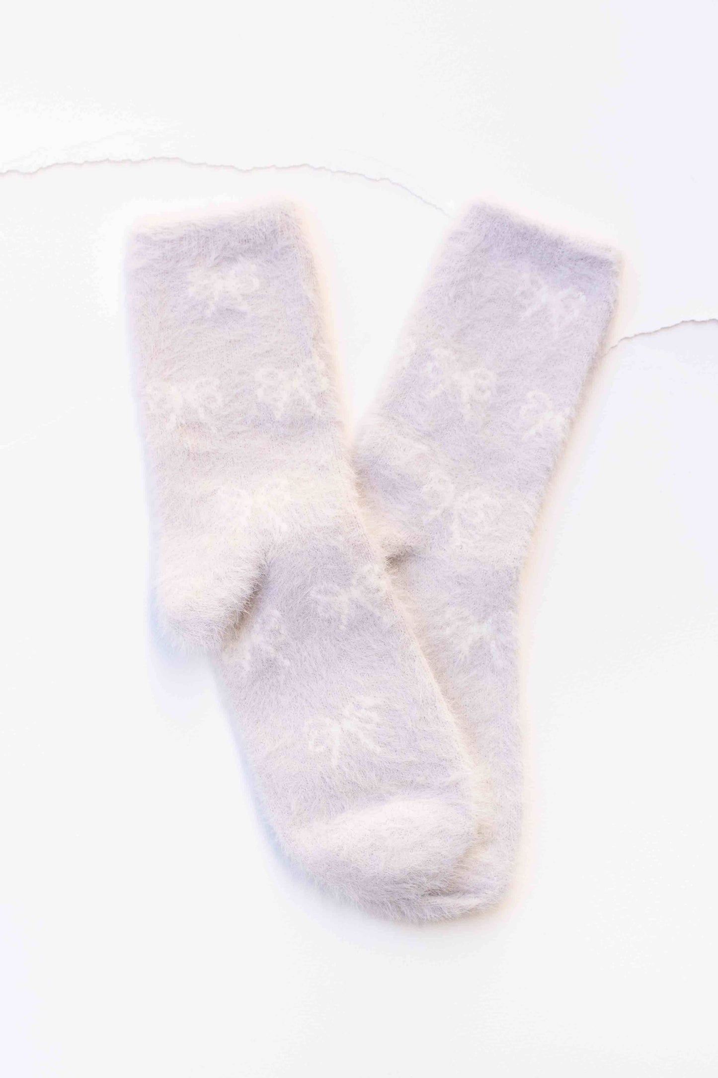 Fluffy Bow Knit Socks
