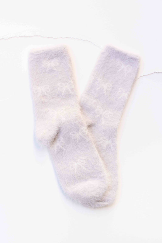 Fluffy Bow Knit Socks