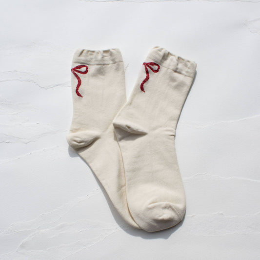 Women's Holiday Ribbon Bow Casual Socks