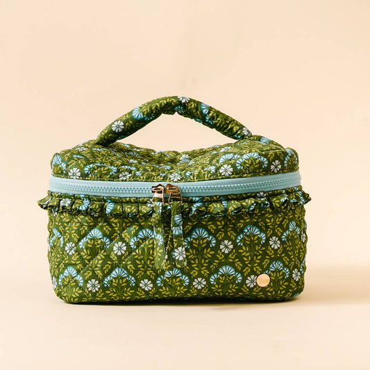 Glam & Go Quilted Cosmetic Bag–Everbloom Forest Green