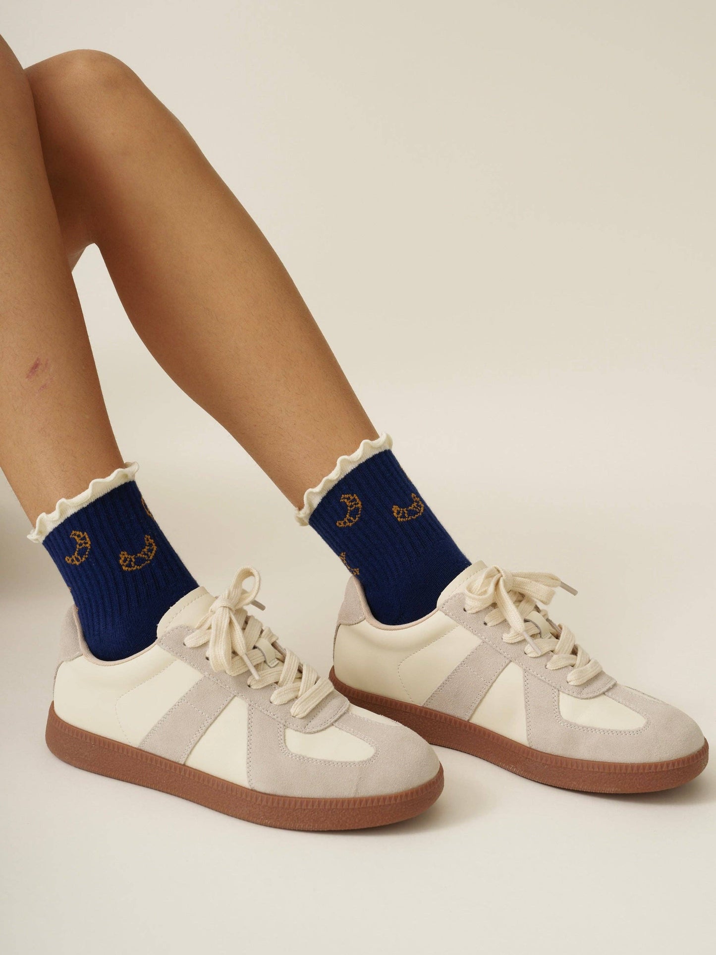 🥐 Croissant Ruffle Grip Sock, Pilates Socks