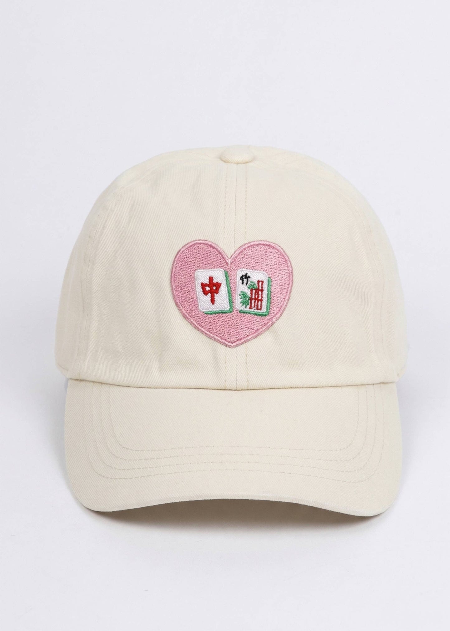 MAHJONG Heart Tiles Embroidered Baseball Cap