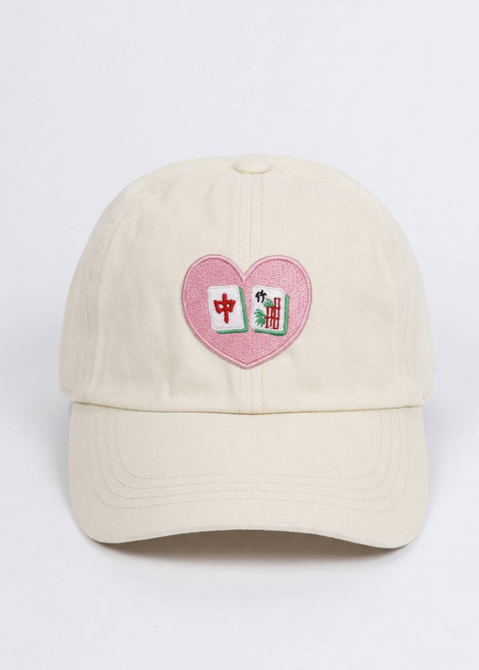 MAHJONG Heart Tiles Embroidered Baseball Cap