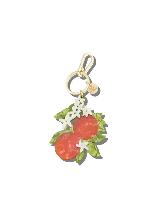 Hand-painted Orange Blossom Bag Charm + Keychain | Eco-Friendly